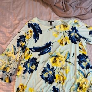 Alfani Teal and Yellow bell sleeves dress shirt 2X NWT